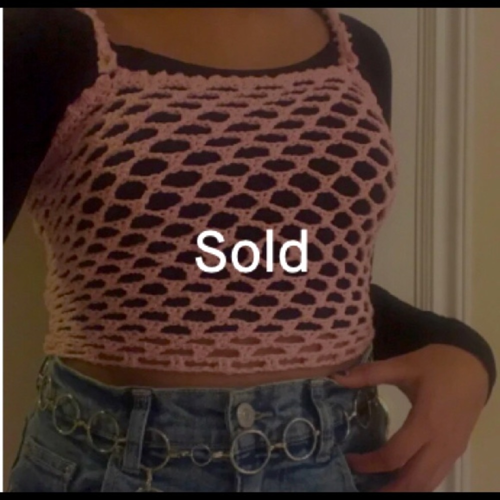 2 for $35 Handmade Crochet Mesh Stitch Crop Top (One of a kind)